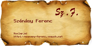 Szénásy Ferenc névjegykártya