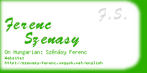 ferenc szenasy business card